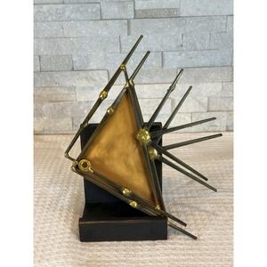 Ron Schmidt Brutalist Fish Wall Sculpture Signed Brass Copper Metal MCM 11"